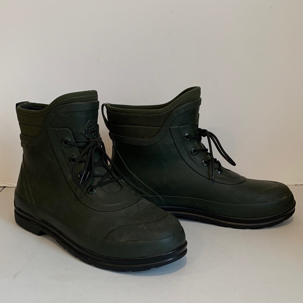 Muck Originals Men's Size 10 Green Waterproof Lace Up Waterproof Rain Boots